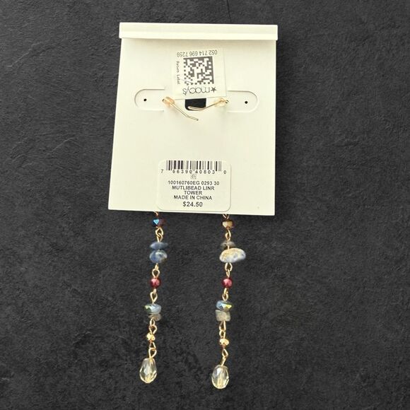 Style & Co Multi Colored Beaded Tower Dangle Earrings - Picture 2 of 3
